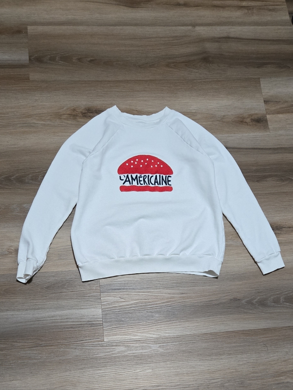 Nuuly Banner Day Embroidered Clean White Crewneck Sweatshirt Size M